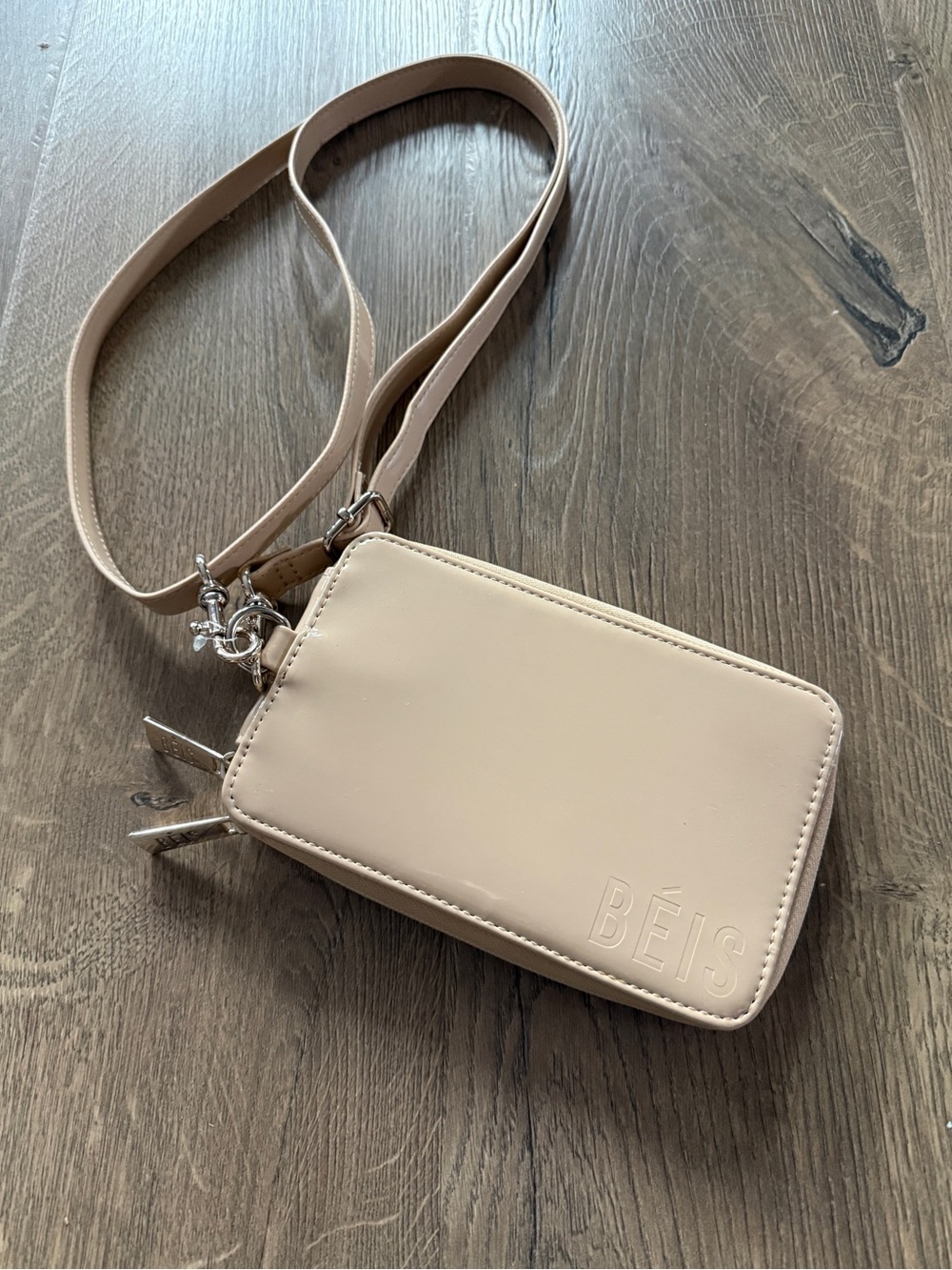 BEIS Beige Crossbody Travel Passport Card Pouch with Detachable Strap